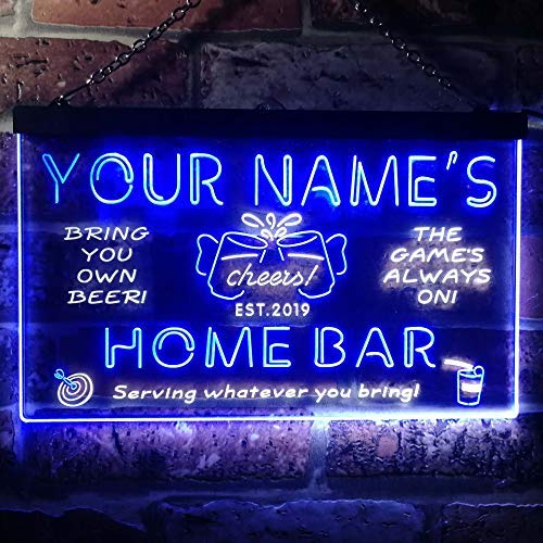 Personalized Beer Cheers Home Bar Dual LED Neon Light Sign